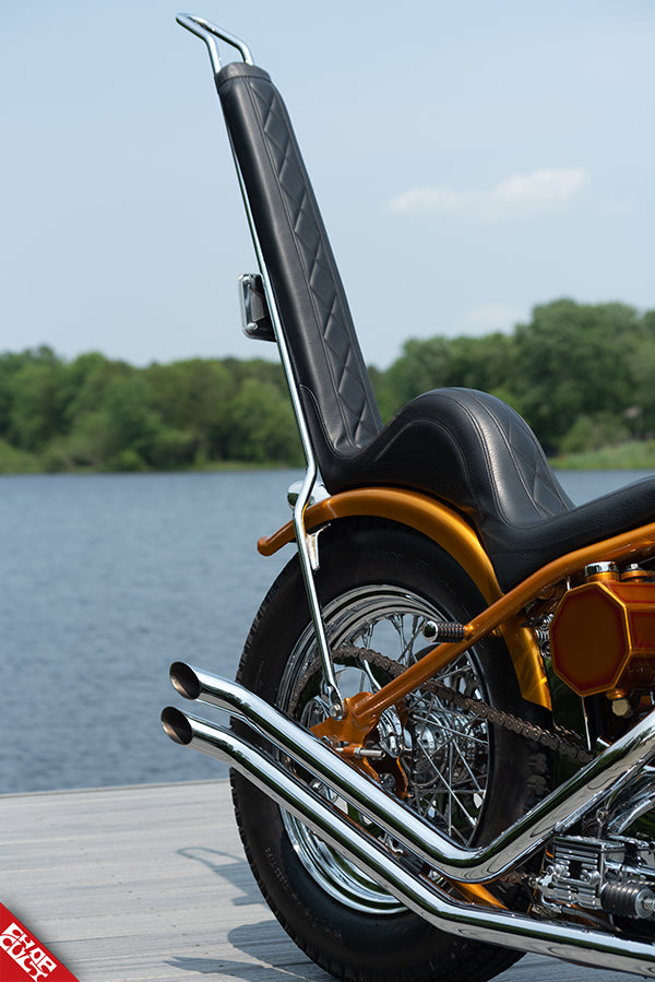 Orange motorcycle seat