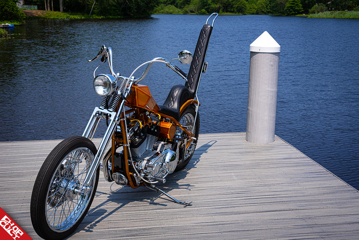 Orange motorcycle b side