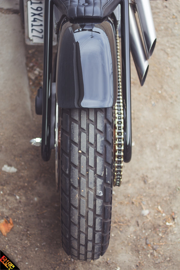 Custom sportster motorcycle rear tire