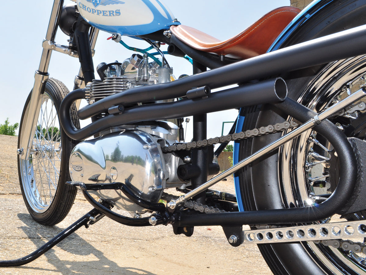 A close up of the exhaust pipes on the bike
