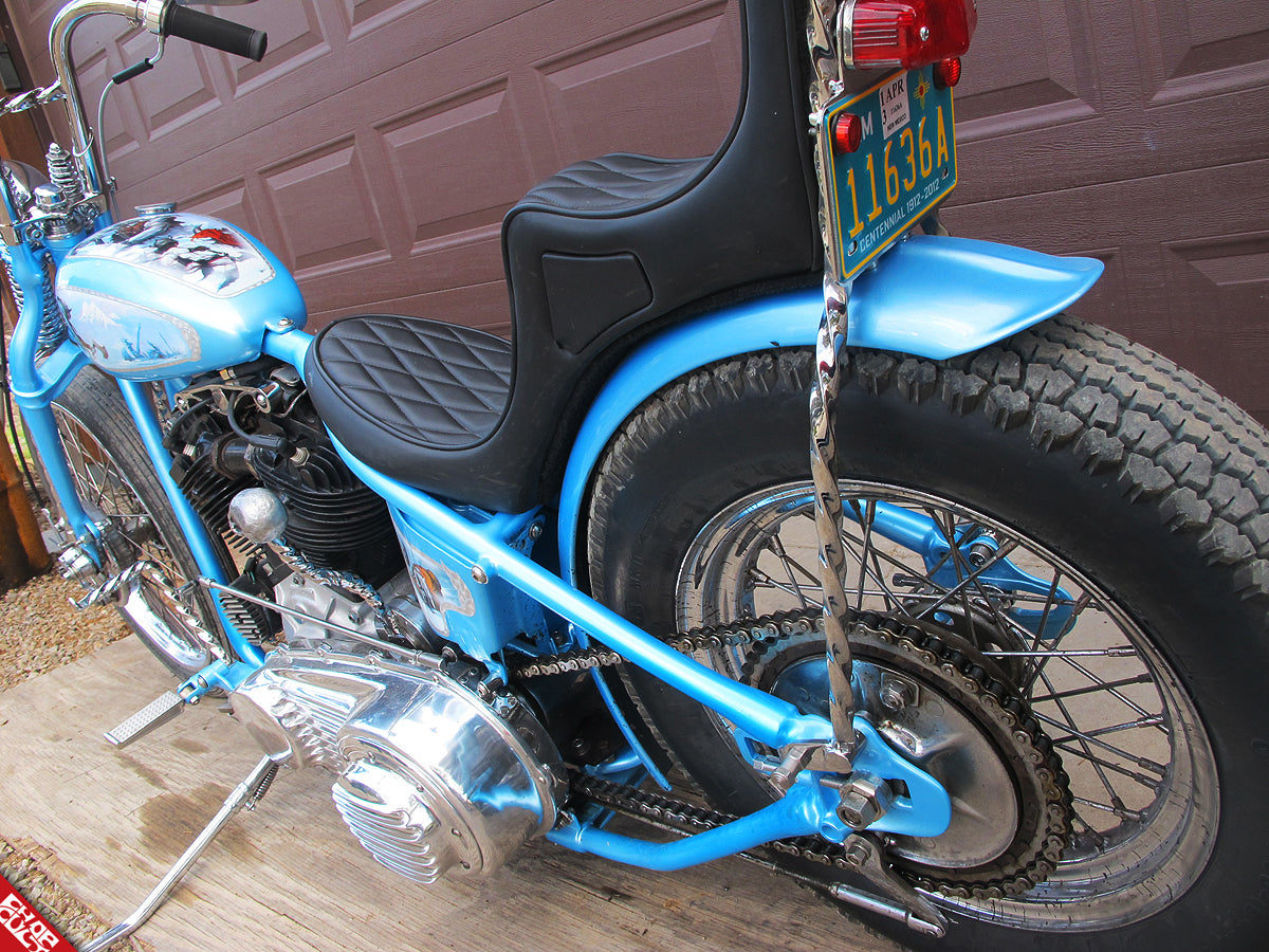 Blue motorcycle rear tire