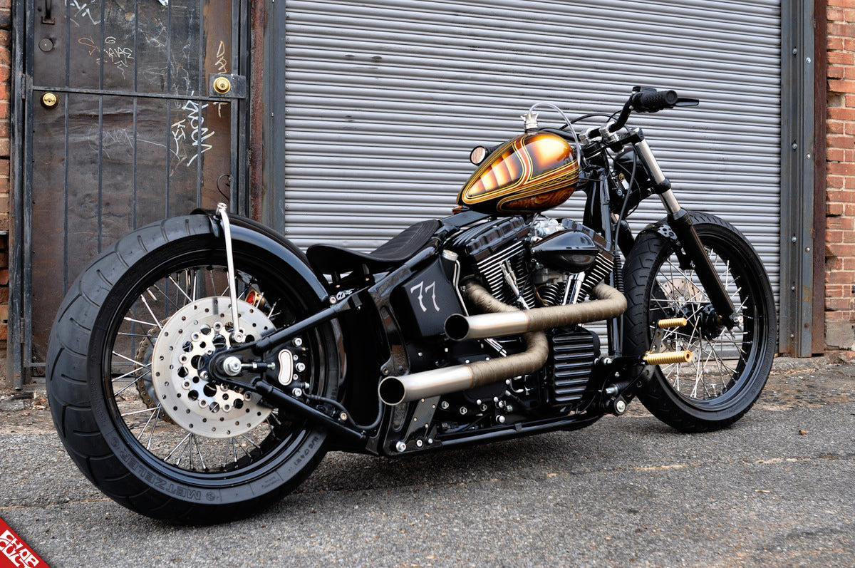 Black motorcycle a side