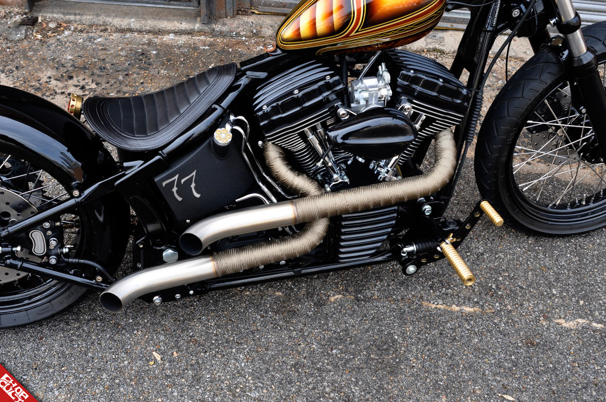 Black motorcycle exhaust pipes