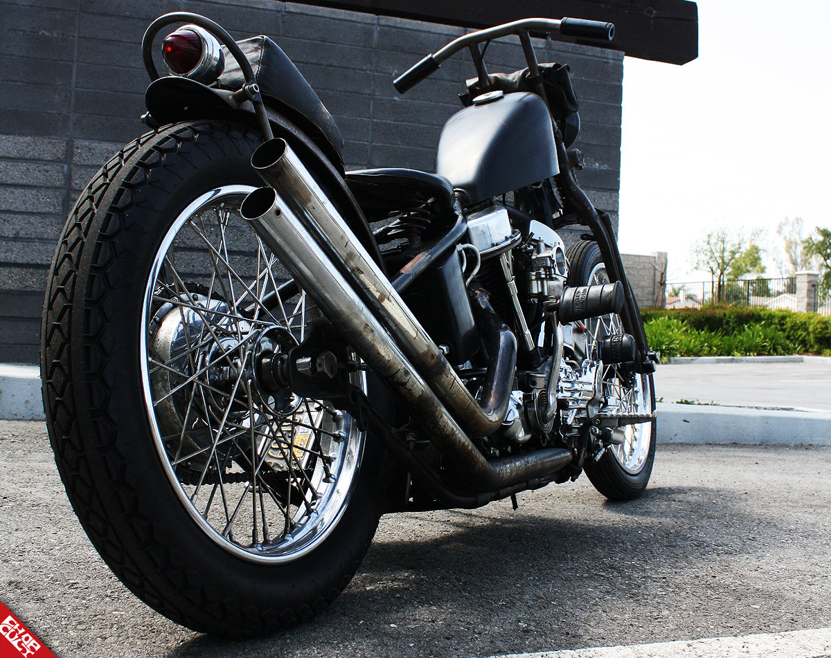 Custom panhead motorcycle exhaust pipes