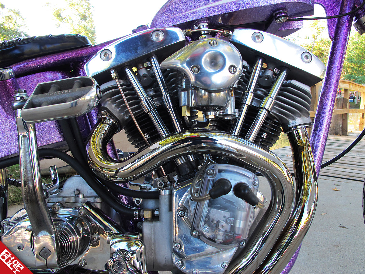 A close up of the bike's motor