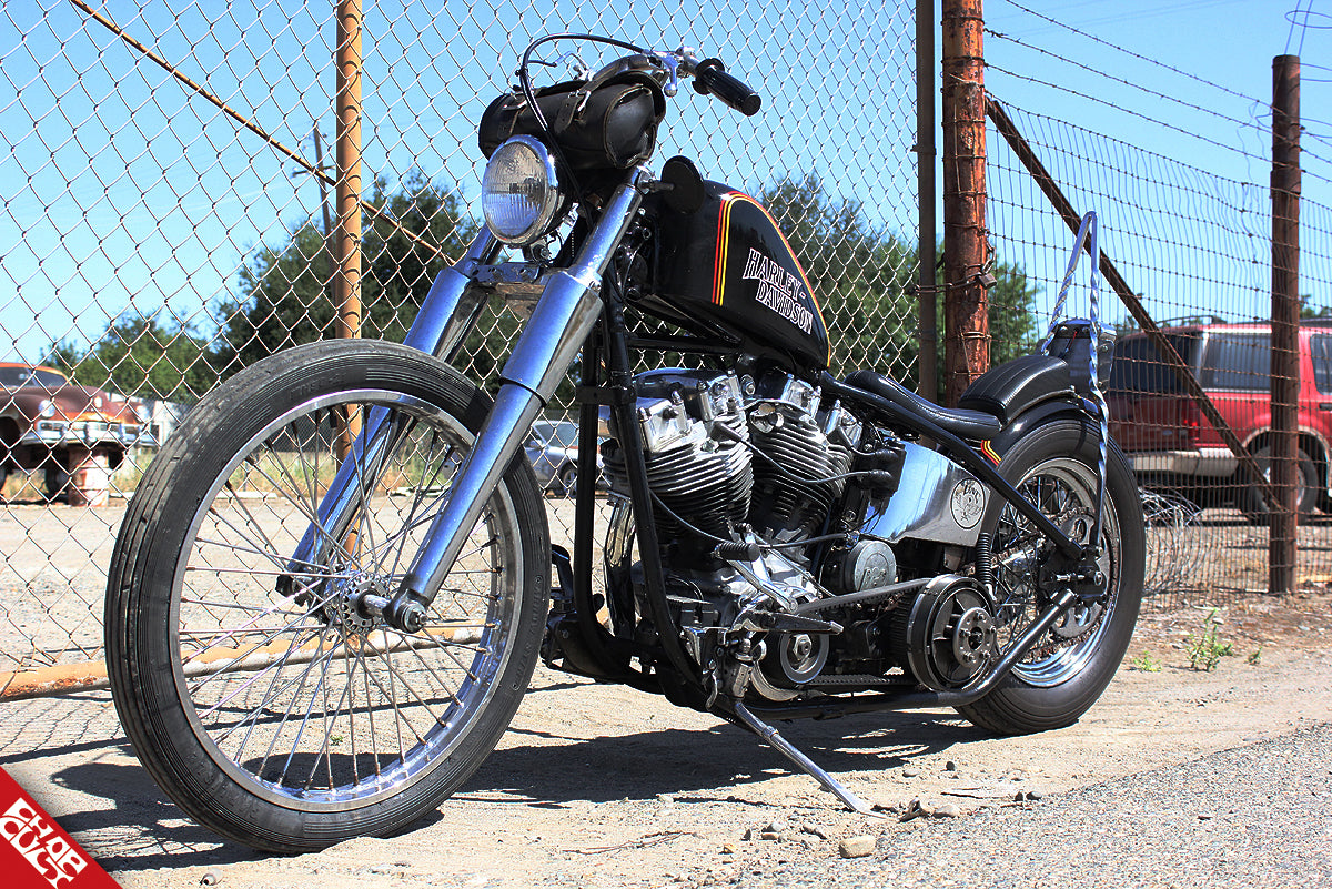 Shovelhead motorcycle b side front angle