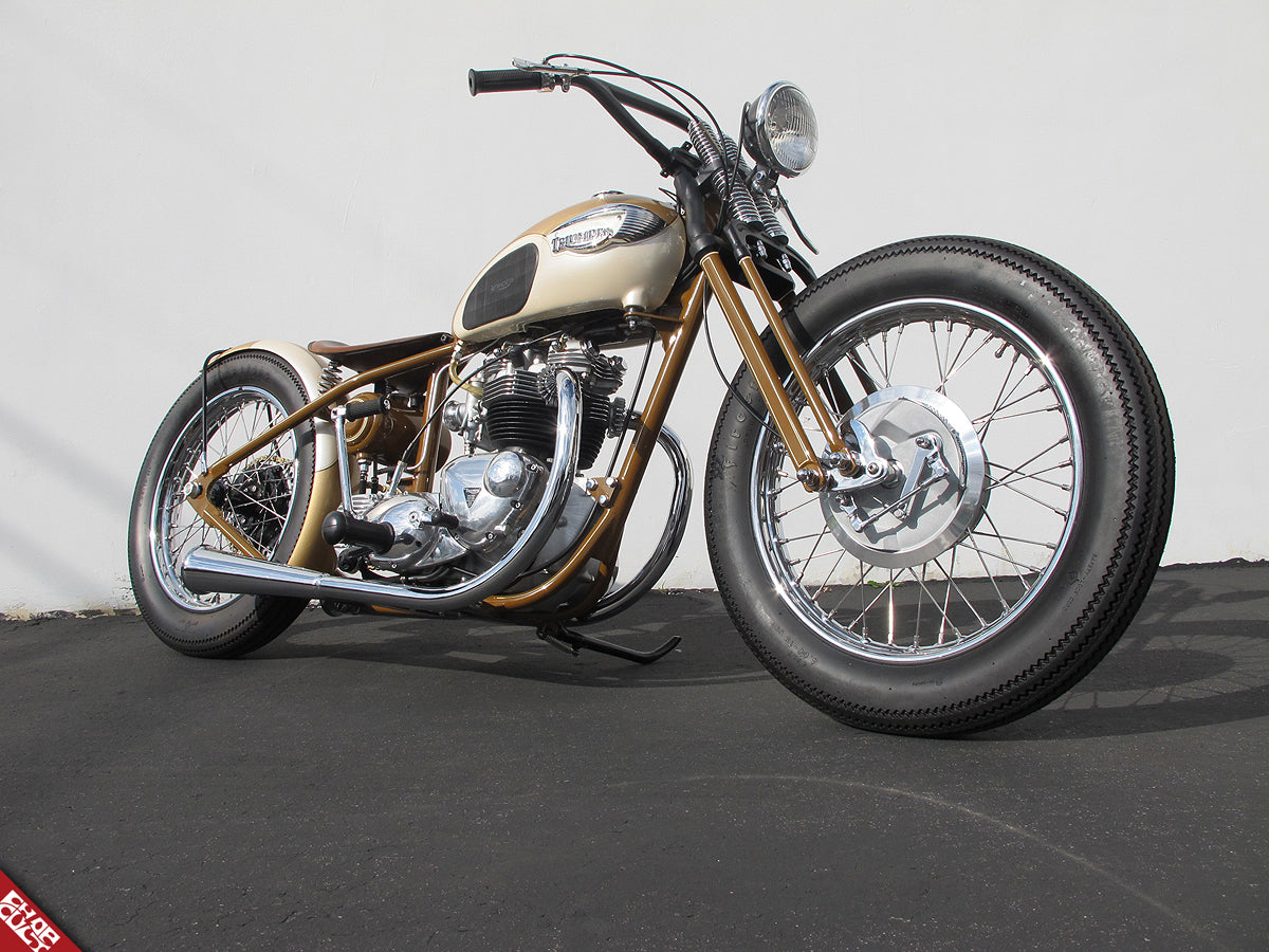 Custom Triumph motorcycle a side