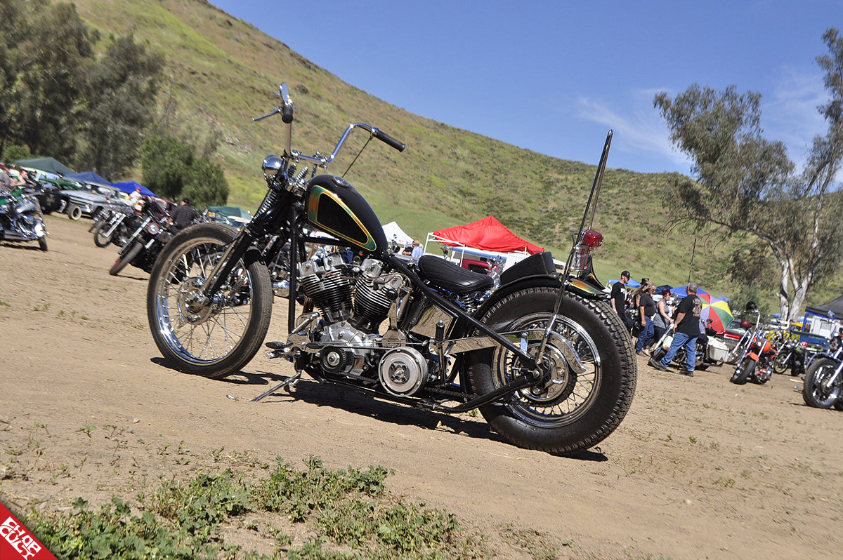 Custom shovelhead motorcycle b side
