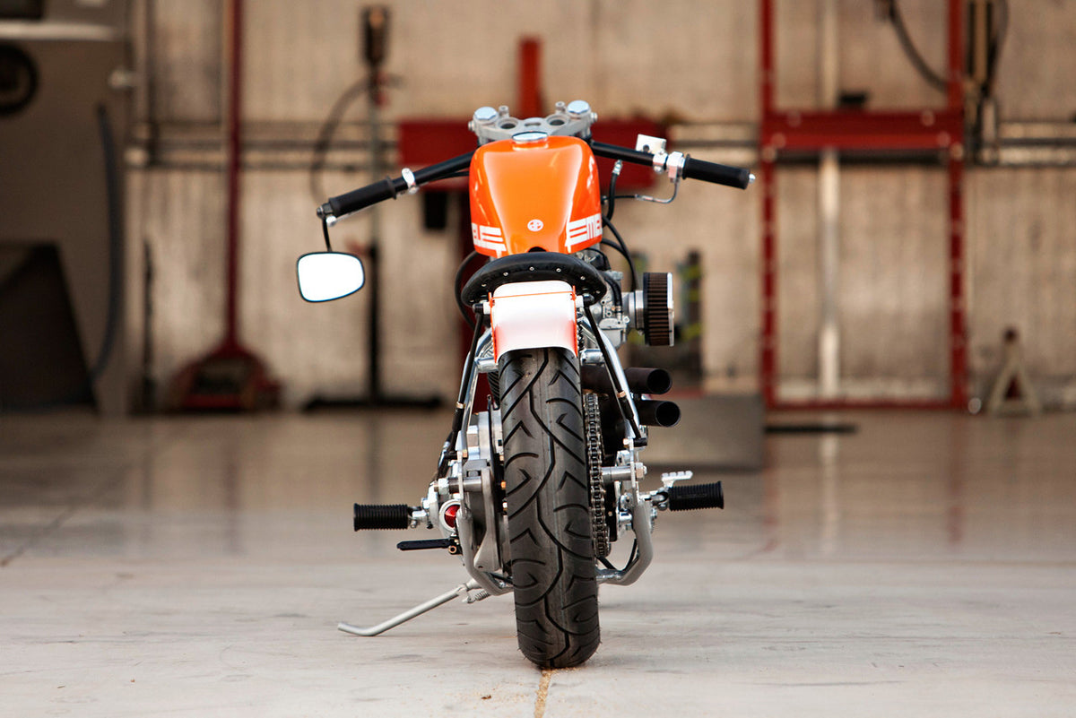 A front view of the bike displaying the handle bars