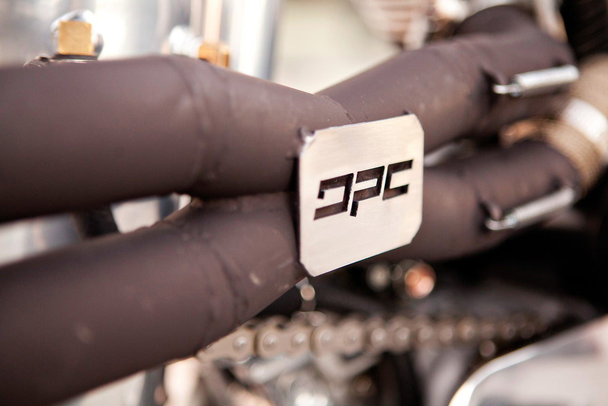 A close up of the exhaust pipes