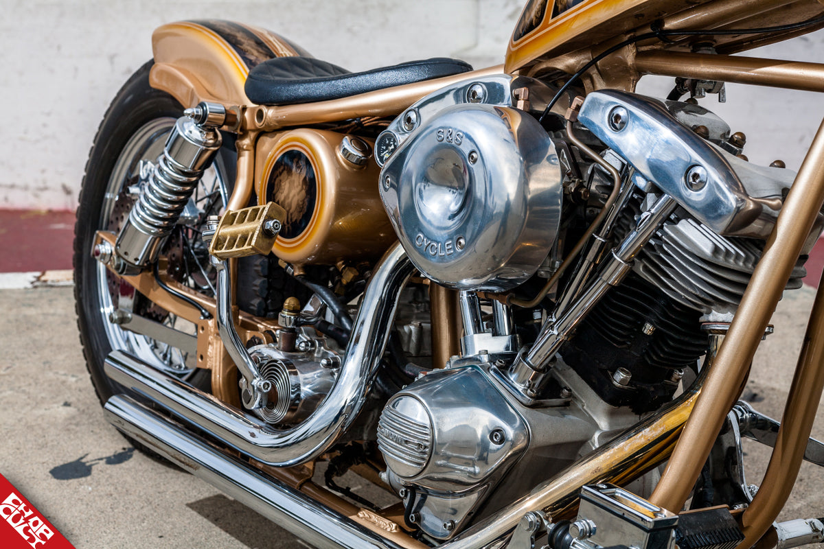 A close up of the bike's frame and motor