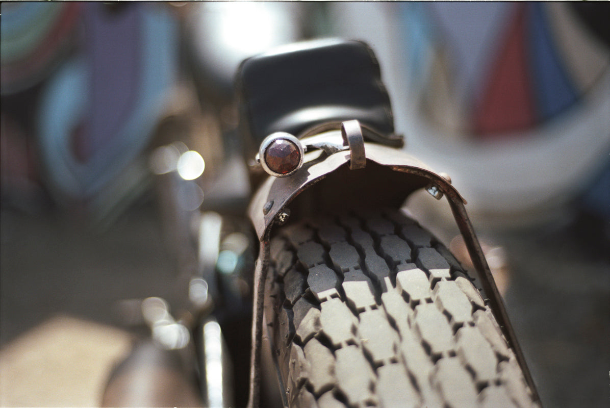 An up close shot of the bike's rear fender