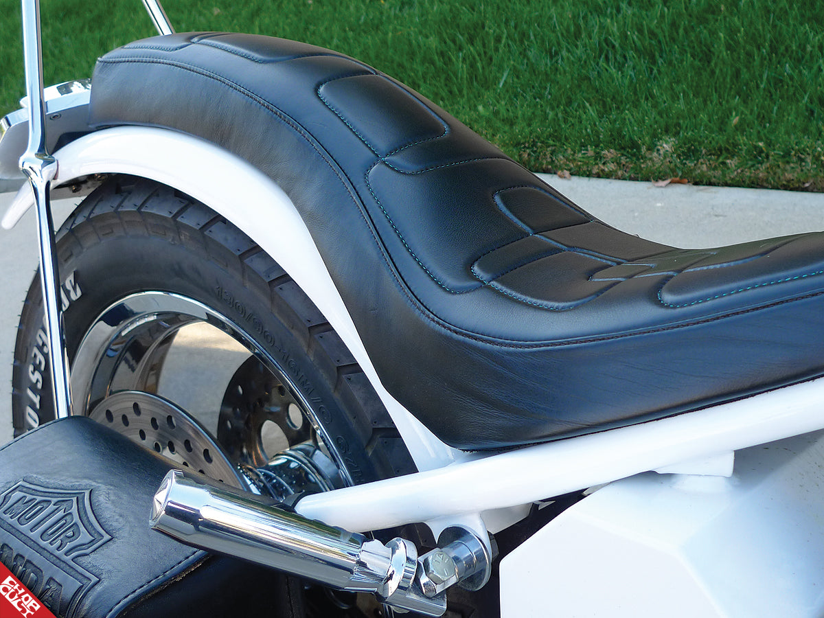 Green chopper motorcycle seat