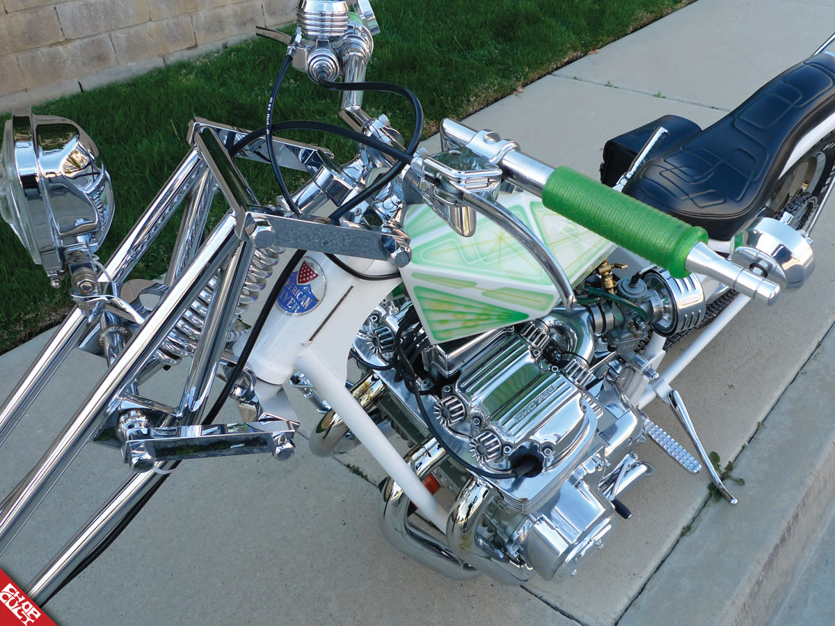 Green chopper motorcycle handlebars