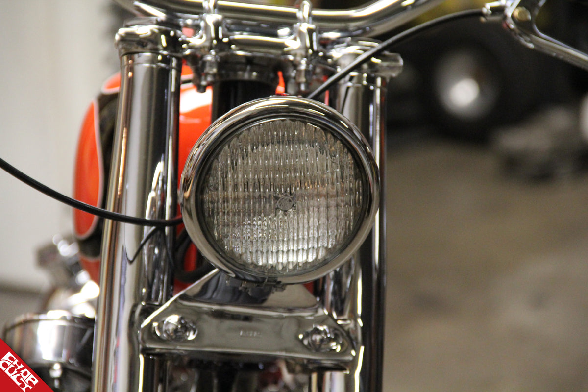 The bike's headlight