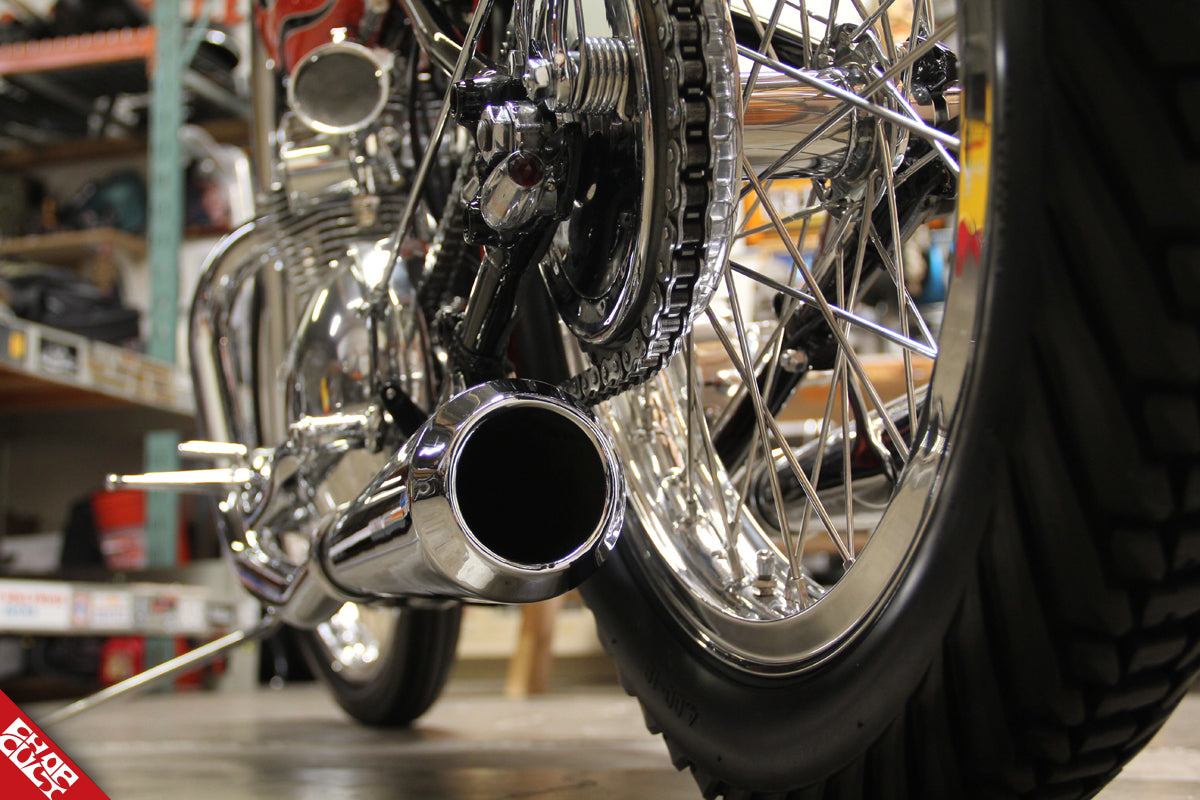 An image of the bike's exhaust pipe