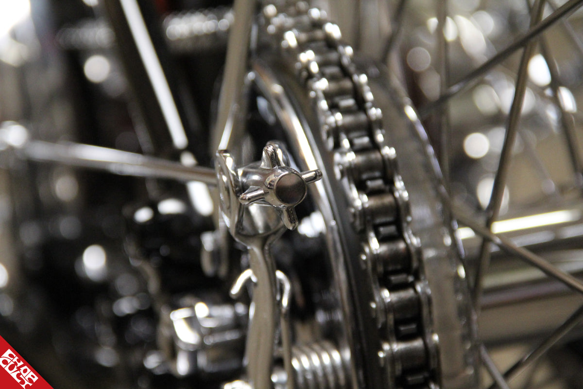 The metal portions of the back tire