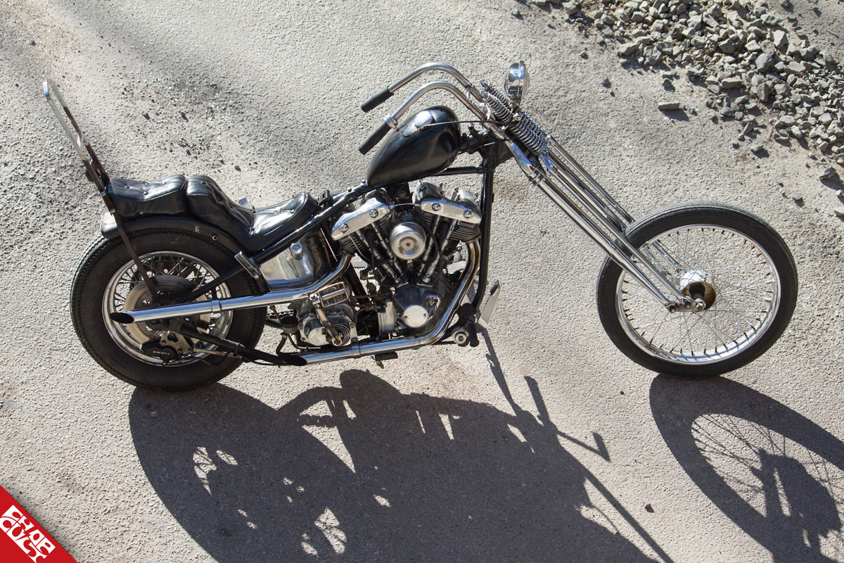 Custom shovelhead motorcycle b side top angle