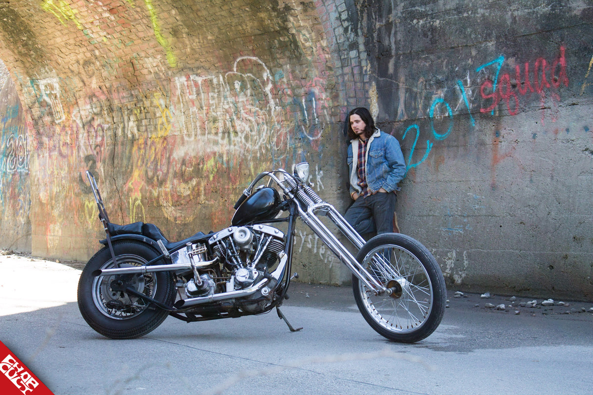 Wes with his custom shovelhead motorcycle