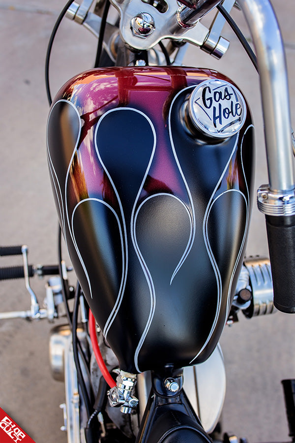 Panhead motorcycle gas tank full top angle
