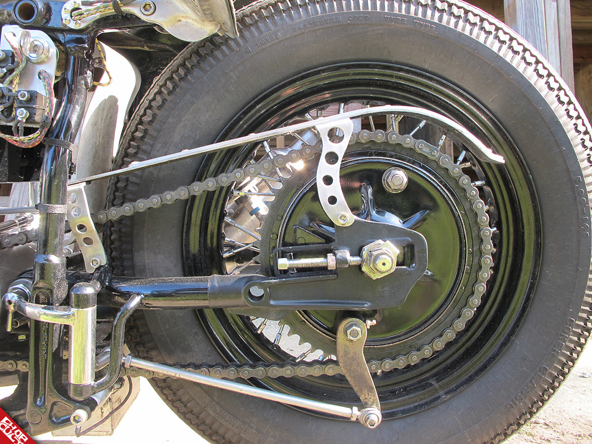 Panhead motorcycle rear wheel
