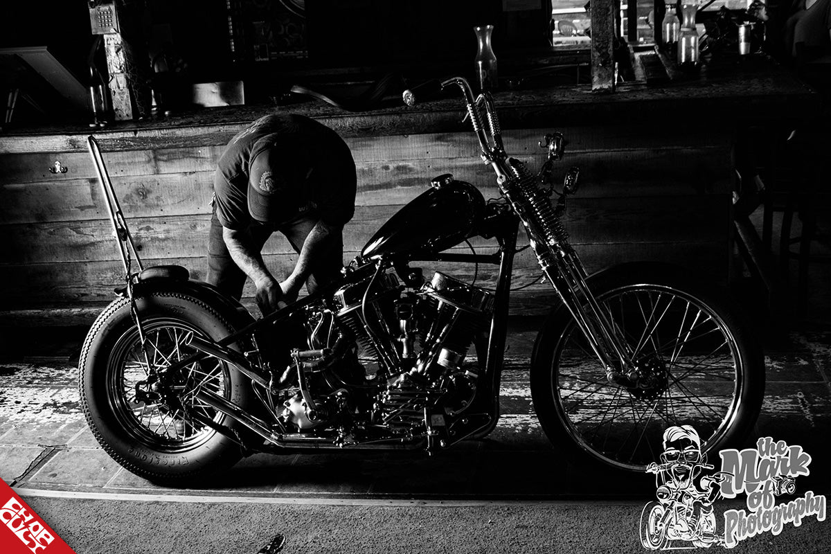 Panhead motorcycle black and white