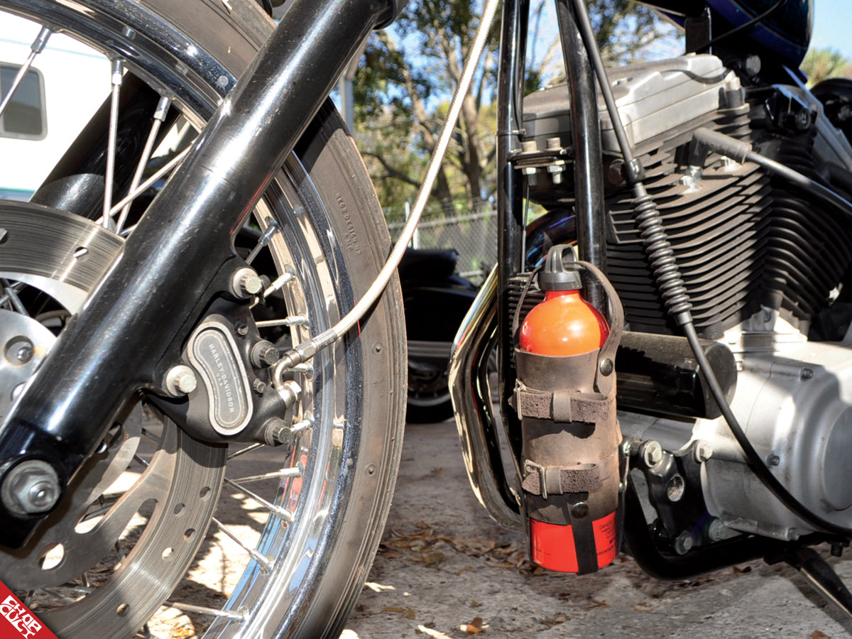 Custom motorcycle bottle holder