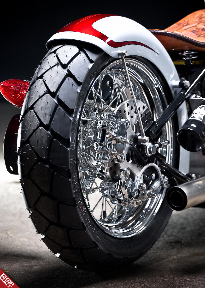 Custom Haley Davidson motorcycle rear tire