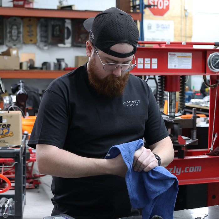 Man in chopcult t shirt