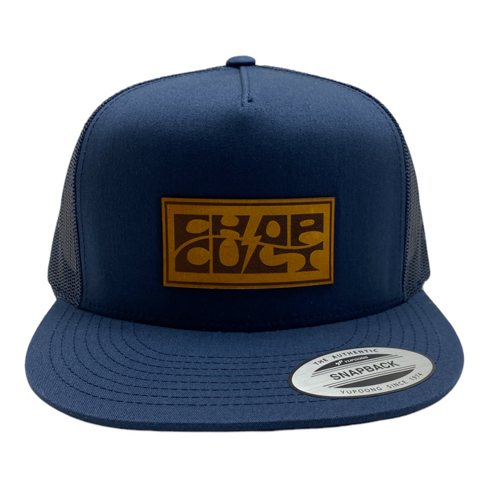 Chop Cult Leather Patch Mesh Snap Back Cap - Navy Blue
