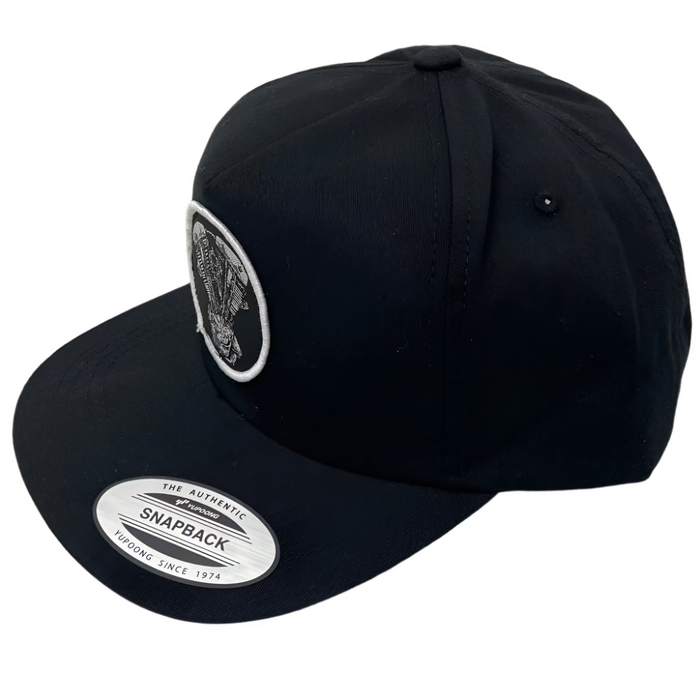 Embroidered Shovelhead Patch 5 Panel Lightly Structured Hat- Black