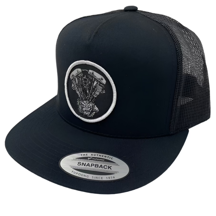 Embroidered Shovelhead Patch Hat- Black