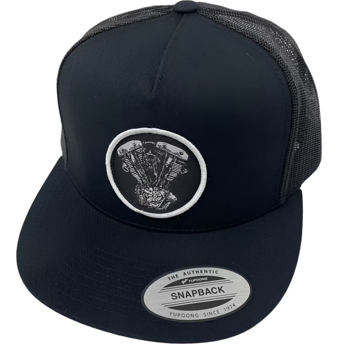 Embroidered Shovelhead Patch Hat- Black